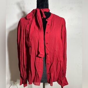 New without tags Zara red top with tie neck scarf